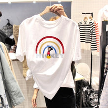 Load image into Gallery viewer, White Cartoon Print Tshirt Women Loose Sweet Cute Summer Shirts Short Sleeve Harajuku Casual Plus Size Tops Hot Sale Tee Shirts