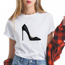Load image into Gallery viewer, Summer High-heeled shoes Printed T Shirts Women Kawaii Harajuku Cool Punk Tshirt Graphic Gym Funny Vestidos