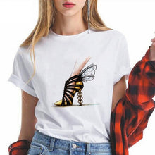 Load image into Gallery viewer, Summer High-heeled shoes Printed T Shirts Women Kawaii Harajuku Cool Punk Tshirt Graphic Gym Funny Vestidos