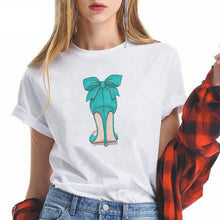 Load image into Gallery viewer, Summer High-heeled shoes Printed T Shirts Women Kawaii Harajuku Cool Punk Tshirt Graphic Gym Funny Vestidos
