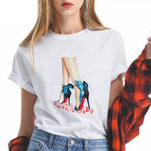 Load image into Gallery viewer, Summer High-heeled shoes Printed T Shirts Women Kawaii Harajuku Cool Punk Tshirt Graphic Gym Funny Vestidos