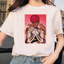 Load image into Gallery viewer, LUSLOS Kawaii Girl Print T Shirt Women Tshirt Summer Short Sleeve Casual White Tee Shirts Streetwear Femme Graphic Tees ForWomen