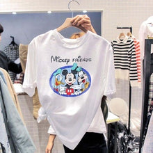 Load image into Gallery viewer, White Cartoon Print Tshirt Women Loose Sweet Cute Summer Shirts Short Sleeve Harajuku Casual Plus Size Tops Hot Sale Tee Shirts
