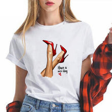 Load image into Gallery viewer, Summer High-heeled shoes Printed T Shirts Women Kawaii Harajuku Cool Punk Tshirt Graphic Gym Funny Vestidos

