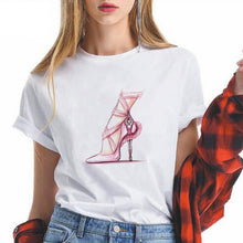 Load image into Gallery viewer, Summer High-heeled shoes Printed T Shirts Women Kawaii Harajuku Cool Punk Tshirt Graphic Gym Funny Vestidos
